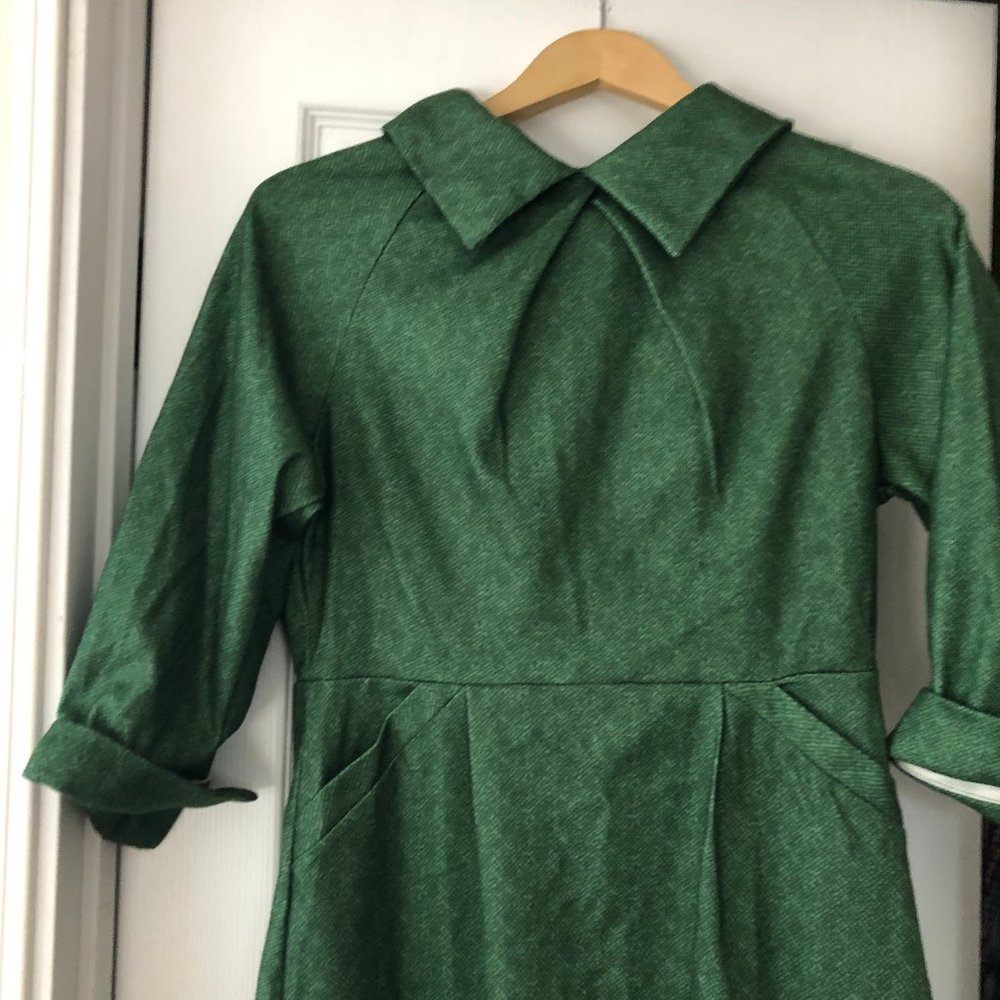 Green Prairie Dress Peter Pan Collar M